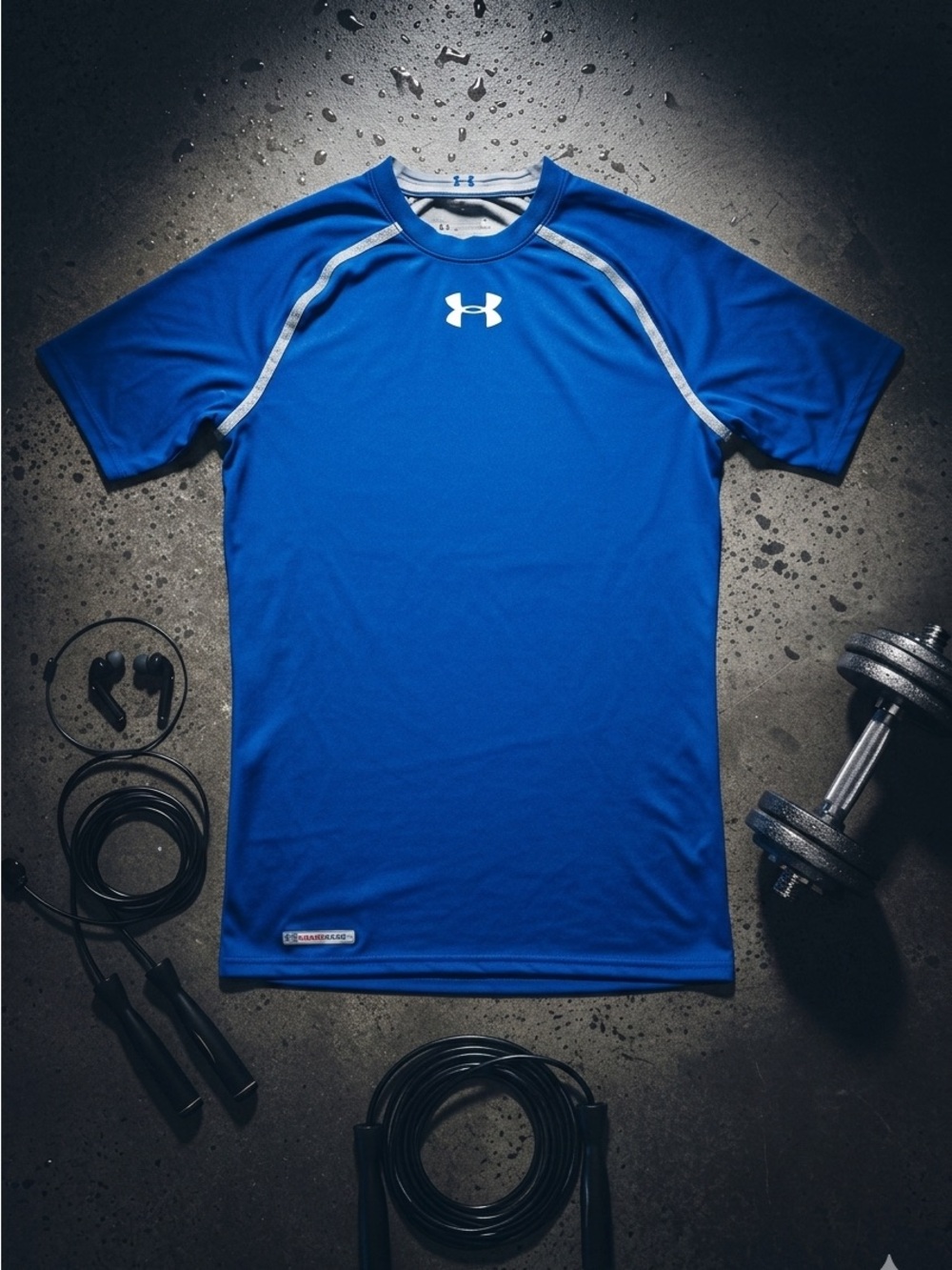 Under Armour HeatGear Men's Large Blue Compression Gym Training Short Sleeve Tee